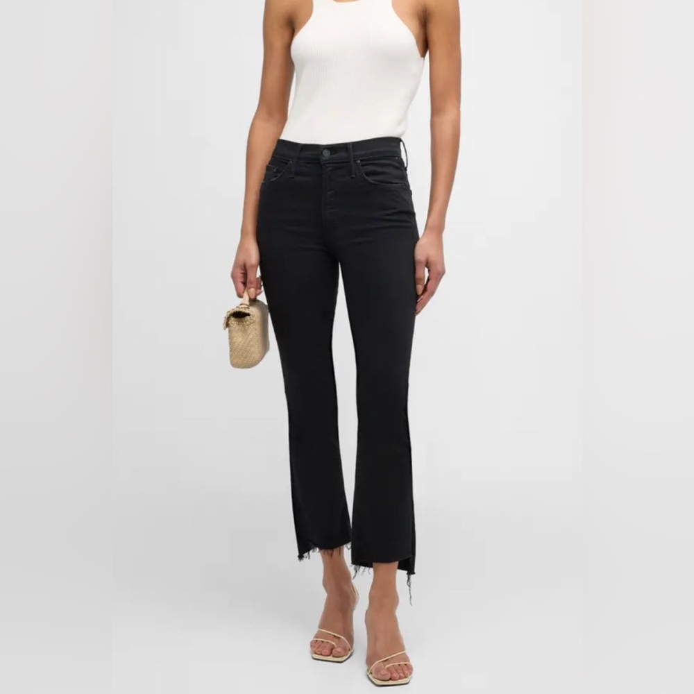 Mother Black Insider Crop Step Frey Distressed Ankle‎ Jeans. Sz 25